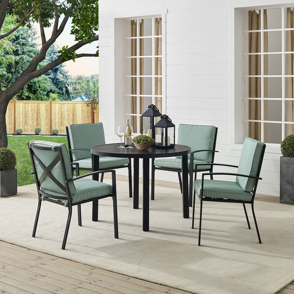 Kaplan 5Pc Outdoor Metal Round Dining Set  Table   4 Chairs