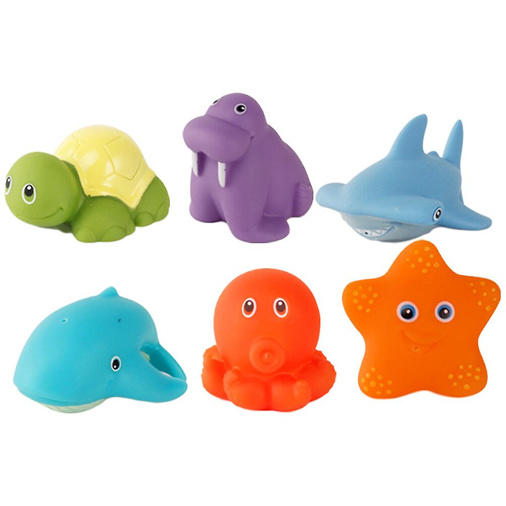 6pcs Toddlers Bath Toy Bathtub Floating Cartoon Animal Heat Discoloration Bath Toy For Infant