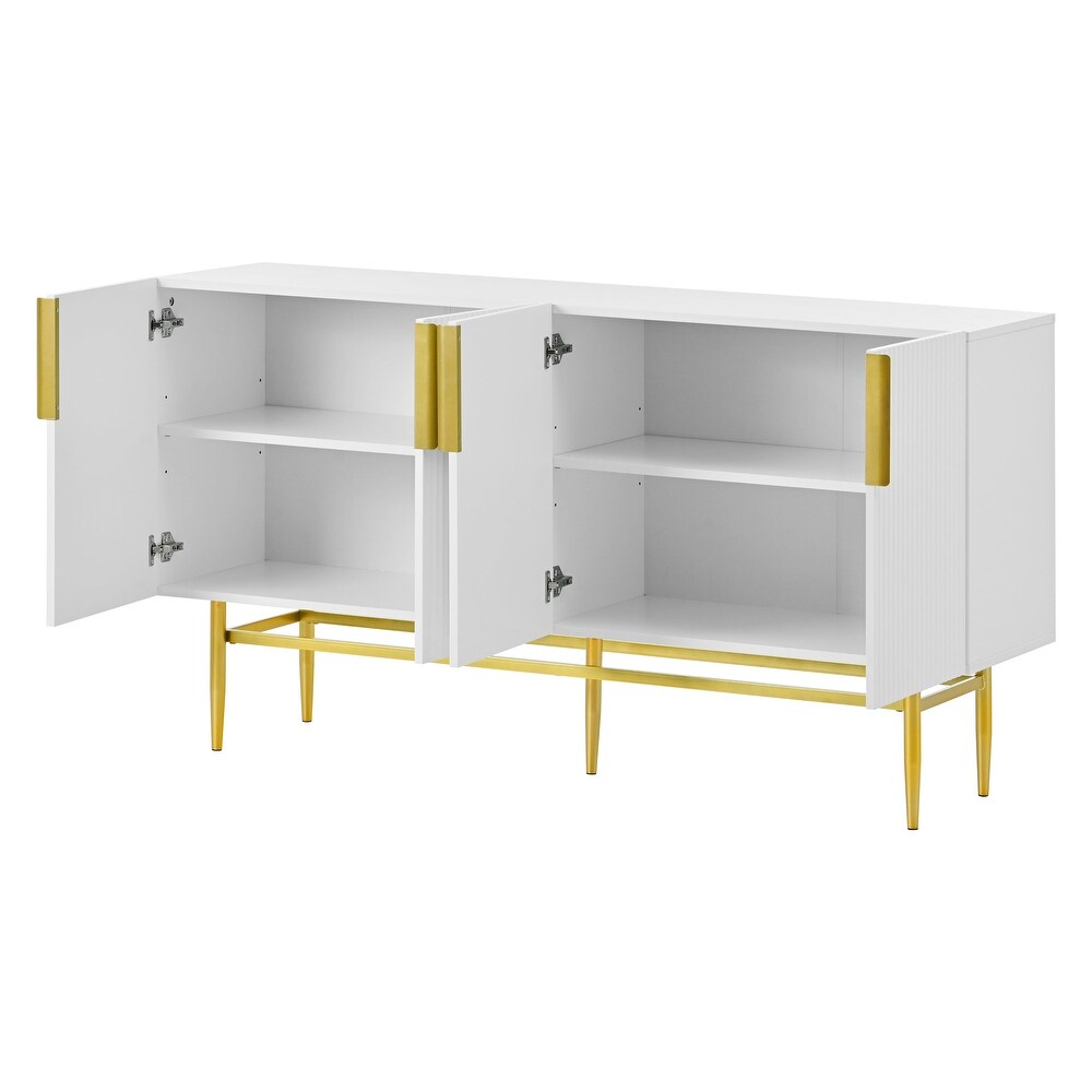 4 door Sideboard Gold Metal Handle Buffet Cabinet for Dining Room