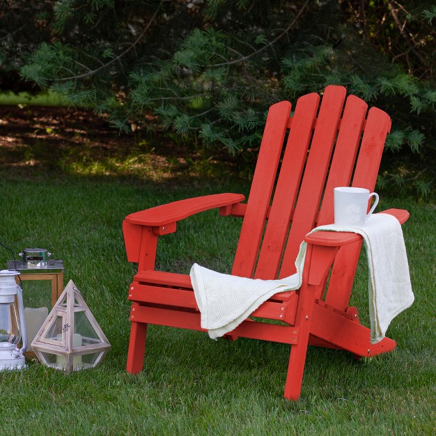 Red Classic Folding Wooden Adirondack Chair