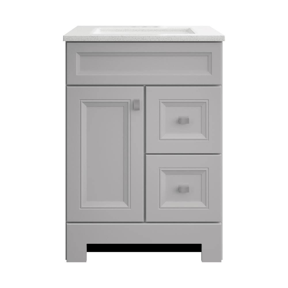 Home Decorators Collection Sedgewood 24.5 in. W x 18.8 in. D x 34.4 in. H Freestanding Bath Vanity in Dove Gray with Arctic Solid Surface Top PPLNKDVR24D