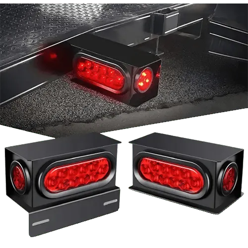 Set of 2 Steel Trailer Light Boxes w/6
