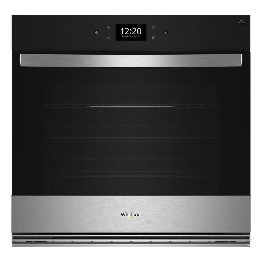 Whirlpool 30 in. Single Electric Wall Oven with True Convection Self-Cleaning in Fingerprint Resistant Stainless Steel WOES7030PZ