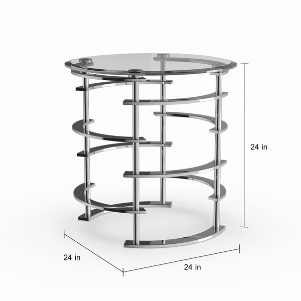 Furniture of America Odella Contemporary Glam 24-inch Glass Top Side Table