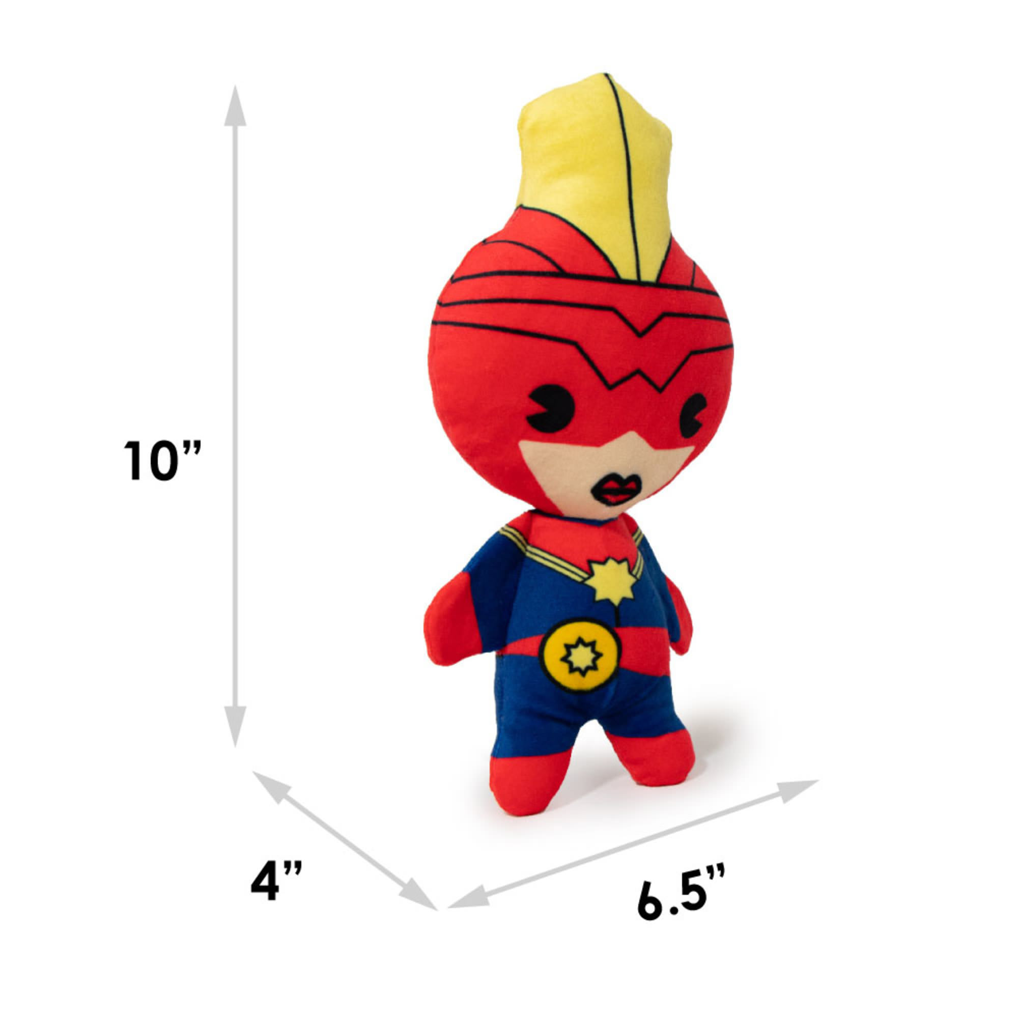 Buckle-Down Marvel Kawaii Captain Marvel Standing Pose Plush Squeaker Dog Toy， Medium