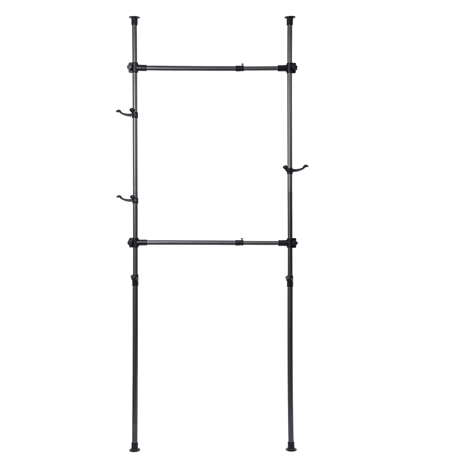 SUGIFT Adjustable Clothes Rack, Garment Rack System For Closet Organizer, Black Wardrobe Rack, Dimensions 86.6"-122" x 31.5"-47.25"