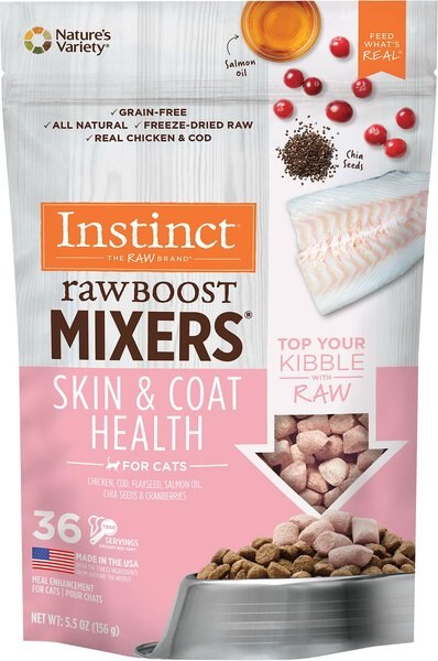 Instinct Freeze-Dried Raw Boost Mixers Grain-Free Skin and Coat Health Recipe Cat Food Topper