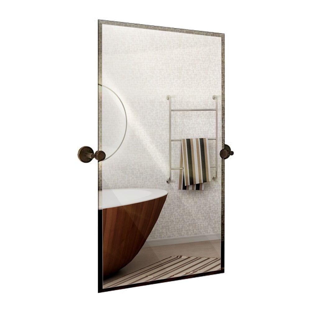 Large Pivot Rectangle Mirror with Oil Rubbed Bronze Wall Anchors 24