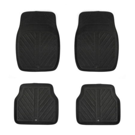 Autocraft Car and SUV Floor Mat， Black Faux Leather， Luxury， Universal， 4PC， Durable， Easy Clean