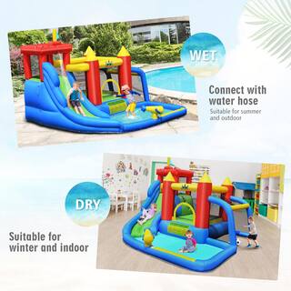 Costway Inflatable Bouncer Water Slide Bounce House Splash Pool without Blower OP70640