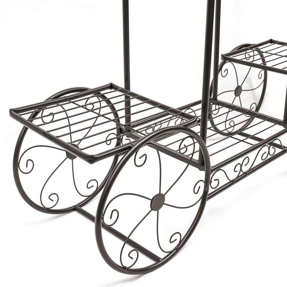 31 in. Garden Cart Stand and Flower Pot Plant Holder Display Rack Metal (6-Tiers) 0924CY71DZWXRX