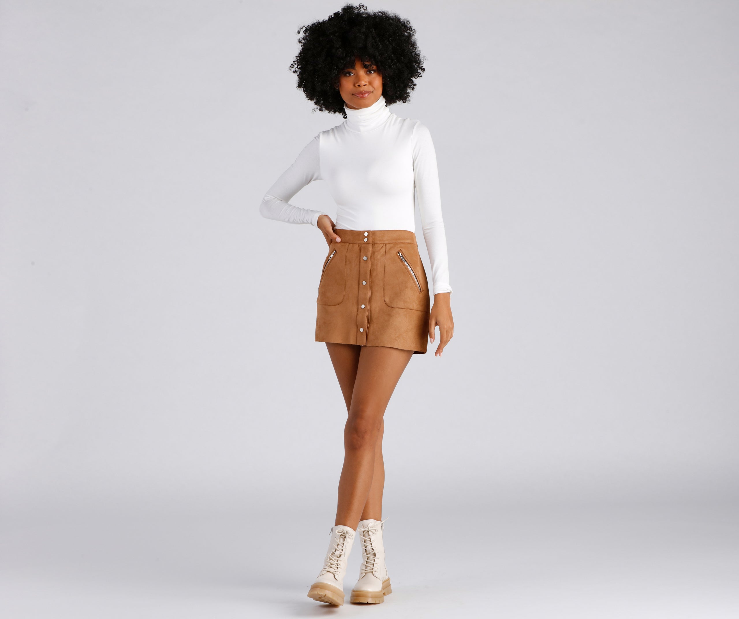 The Next Level Faux Suede Mini Skirt