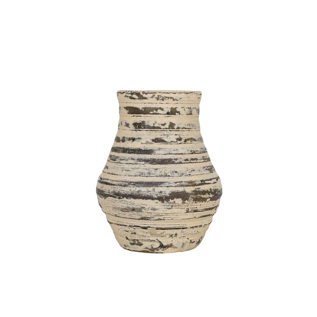 Distressed Ribbed Bud Vase Cream Terracotta By Foreside Home amp Garden