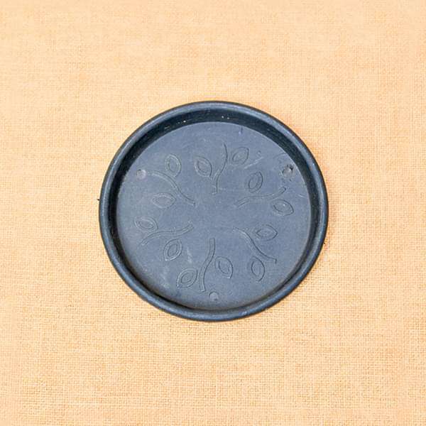 3.7 inch (9 cm) Round Plastic Plate for 4 inch (10 cm) Grower Pots (Black) (set of 6)