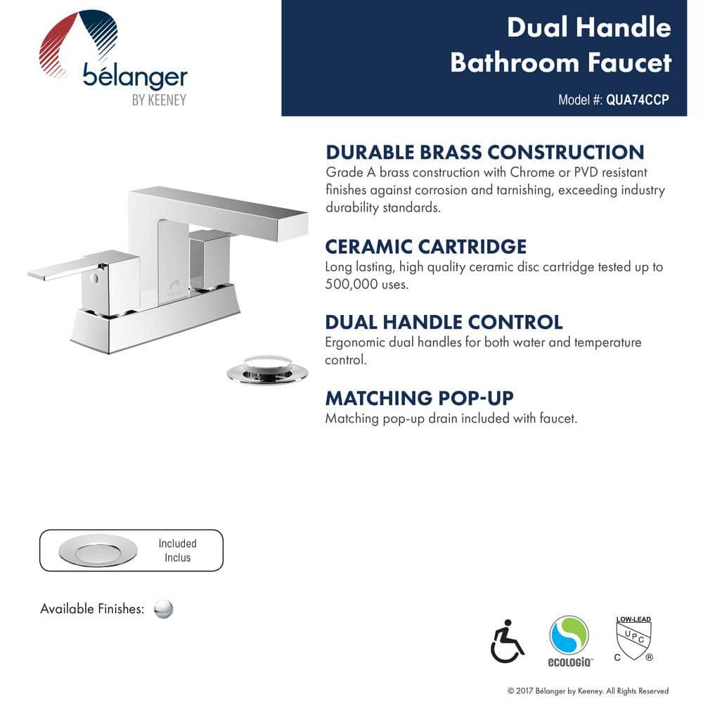 KEENEY Belanger 4 in Centerset 2Handle Bathroom Faucet with PopUp Drain in Matte Black