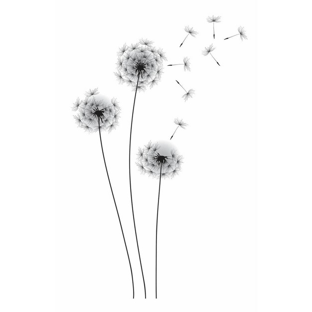 Whimsical Dandelion Peel And Stick Wall Decal Black Roommates