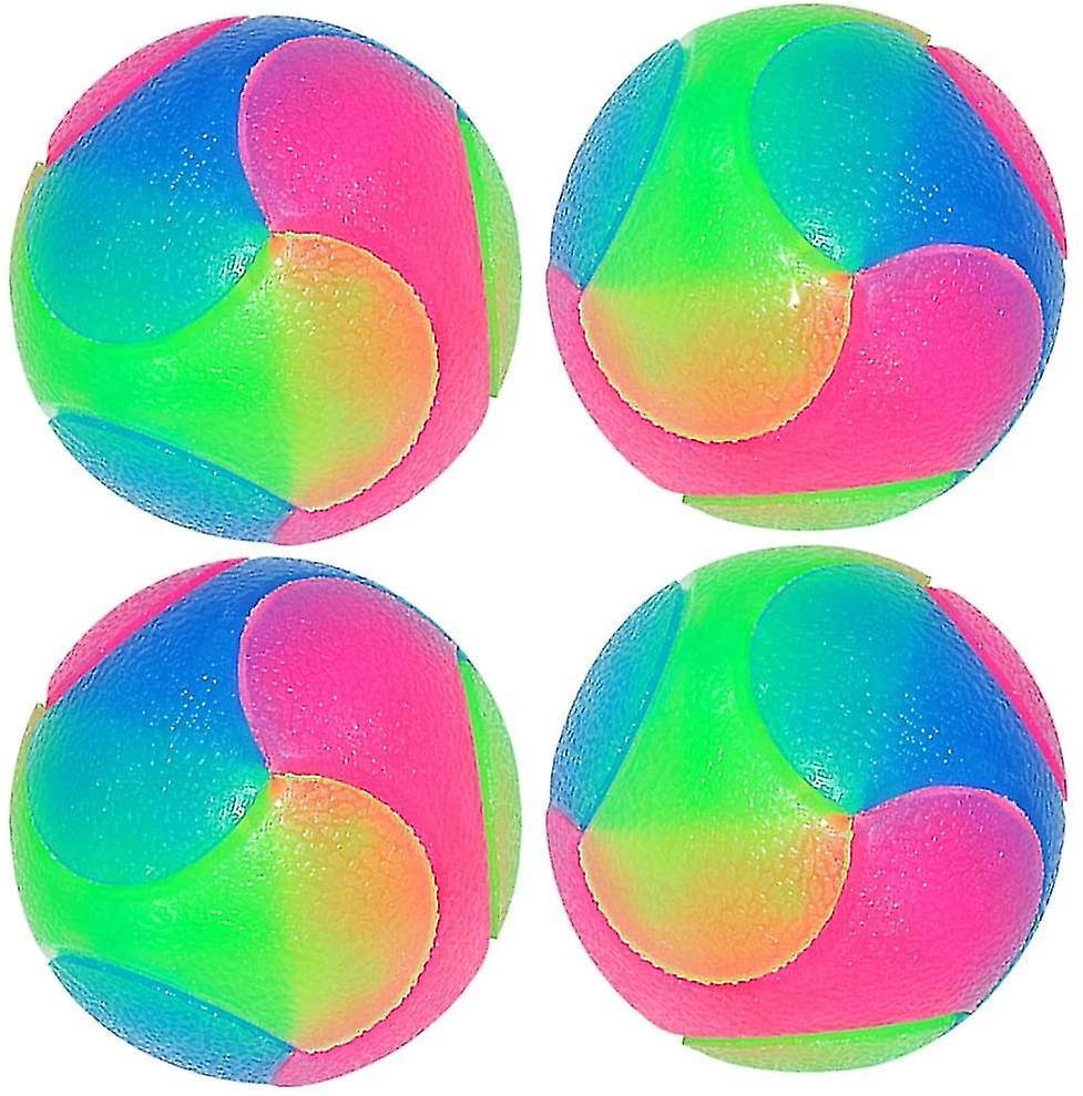 Miman 4 Pcs Light Up Dog Balls Flashing Elastic Ball Glow In The Dark Interactive Pet Toys For Puppy