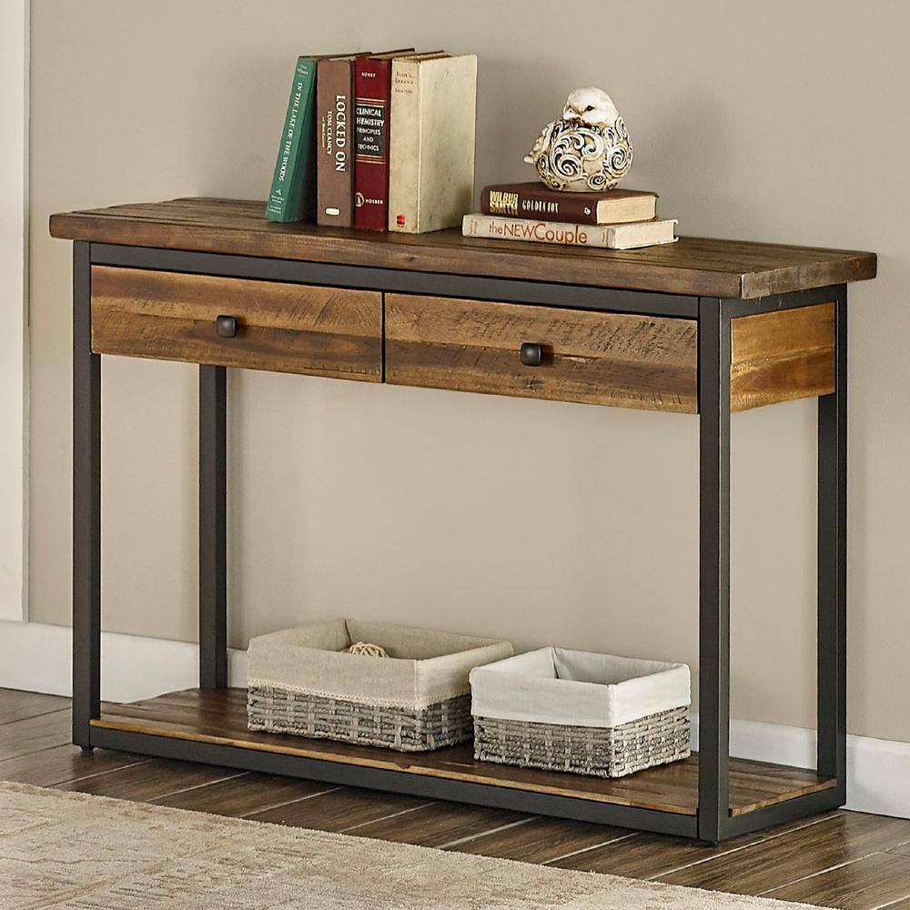 Alaterre Furniture Claremont 43 in. Dark Brown Rectangle Wood Console Table with 2-Drawers ANCM1074