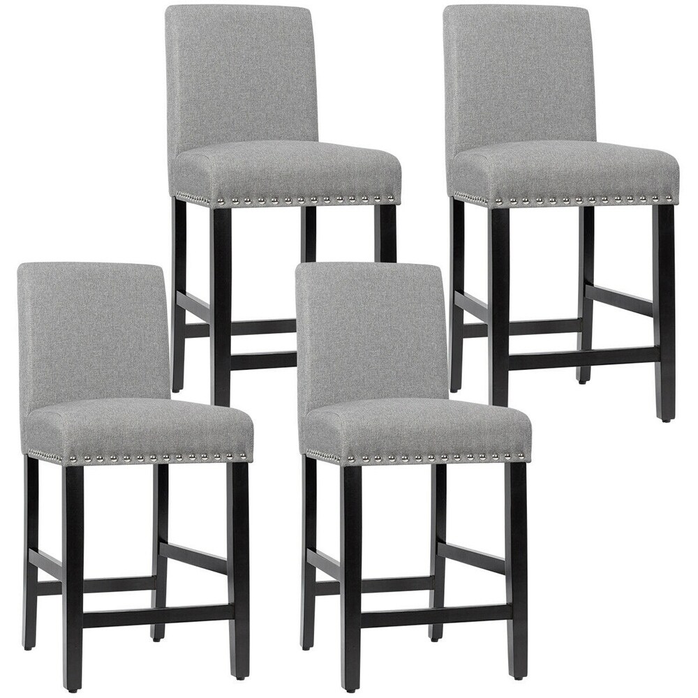 Gymax 4PCS Upholstered Counter Stools Bar Stool Home Kitchen w/ Wooden   See Details