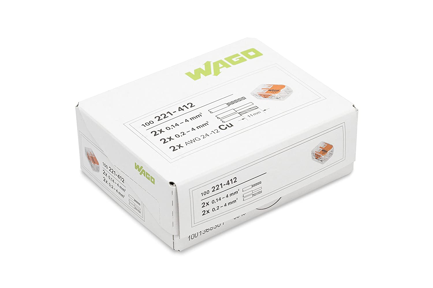 Wago 221-412 2-Conductor Compact Splicing Connectors (Pack of 100)