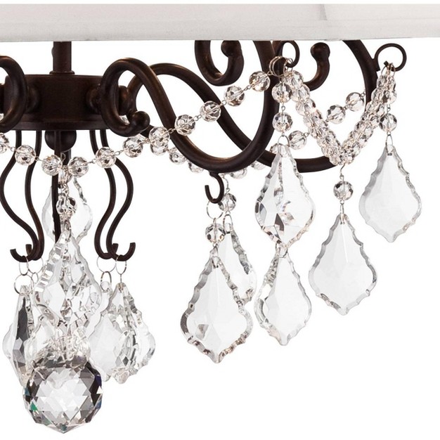 Wide Rustic Crystal White Shade 5 light Fixture For Dining Room Kitchen Island