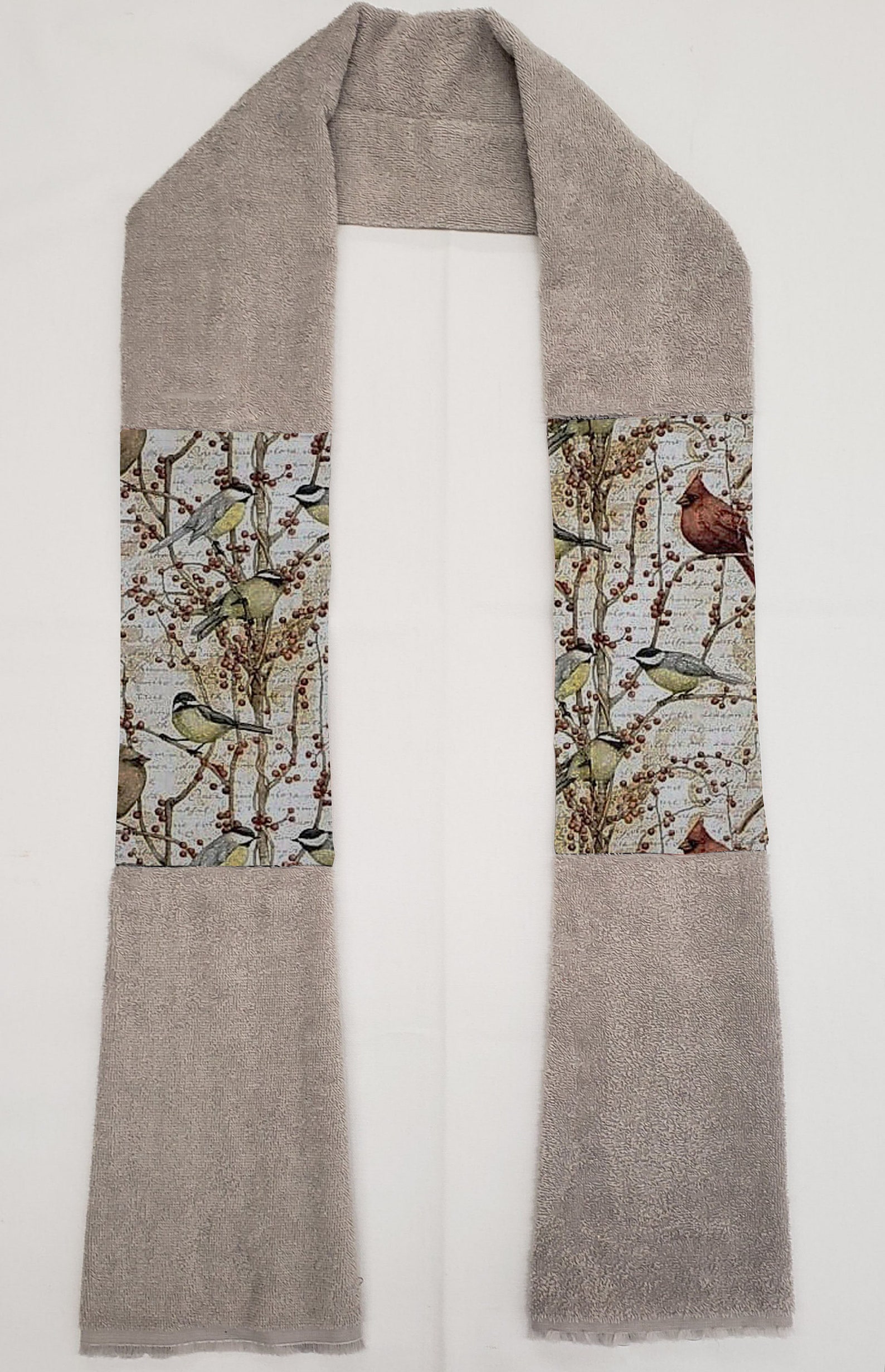 Birds and Berries Kitchen Towel Boa / Scarf (Gray)