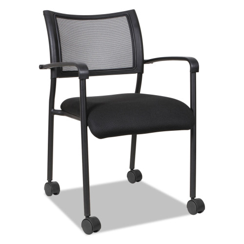 Alera Eikon Series Stacking Mesh Guest Chair， Supports Up to 275 lb， Black， 2/Carton (EK43ME10B)