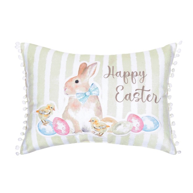 C amp f Home Happy Easter Yellow Stripe Pillow