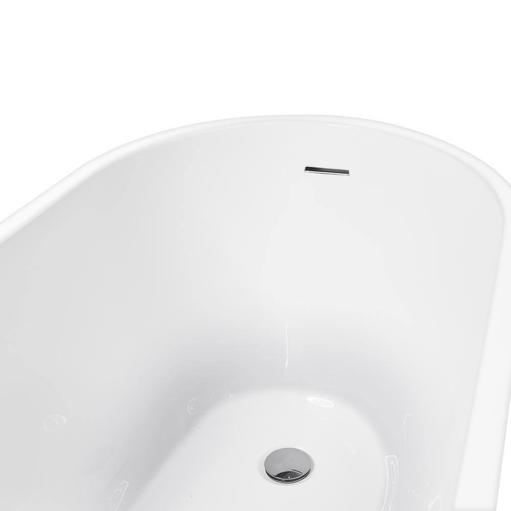 Golden Vantage Freestanding 59.1 in. Fiberglass Flatbottom Modern Stand Alone Non-Whirlpool Bathtub in Glossy White BTKW23