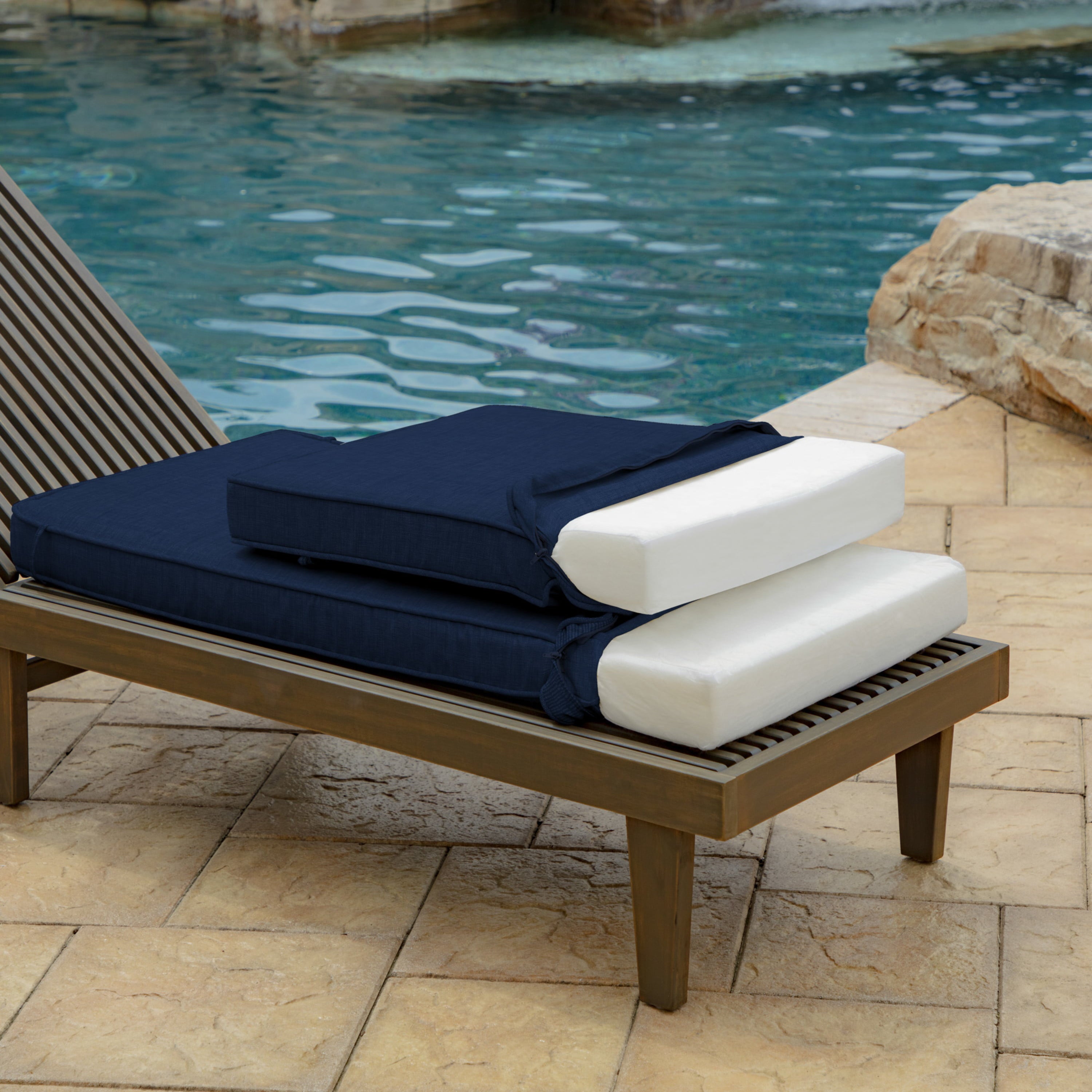 Arden Selections ProFoam Essentials Outdoor Chaise Lounge Cushion 72 x 21， Sapphire Blue Leala