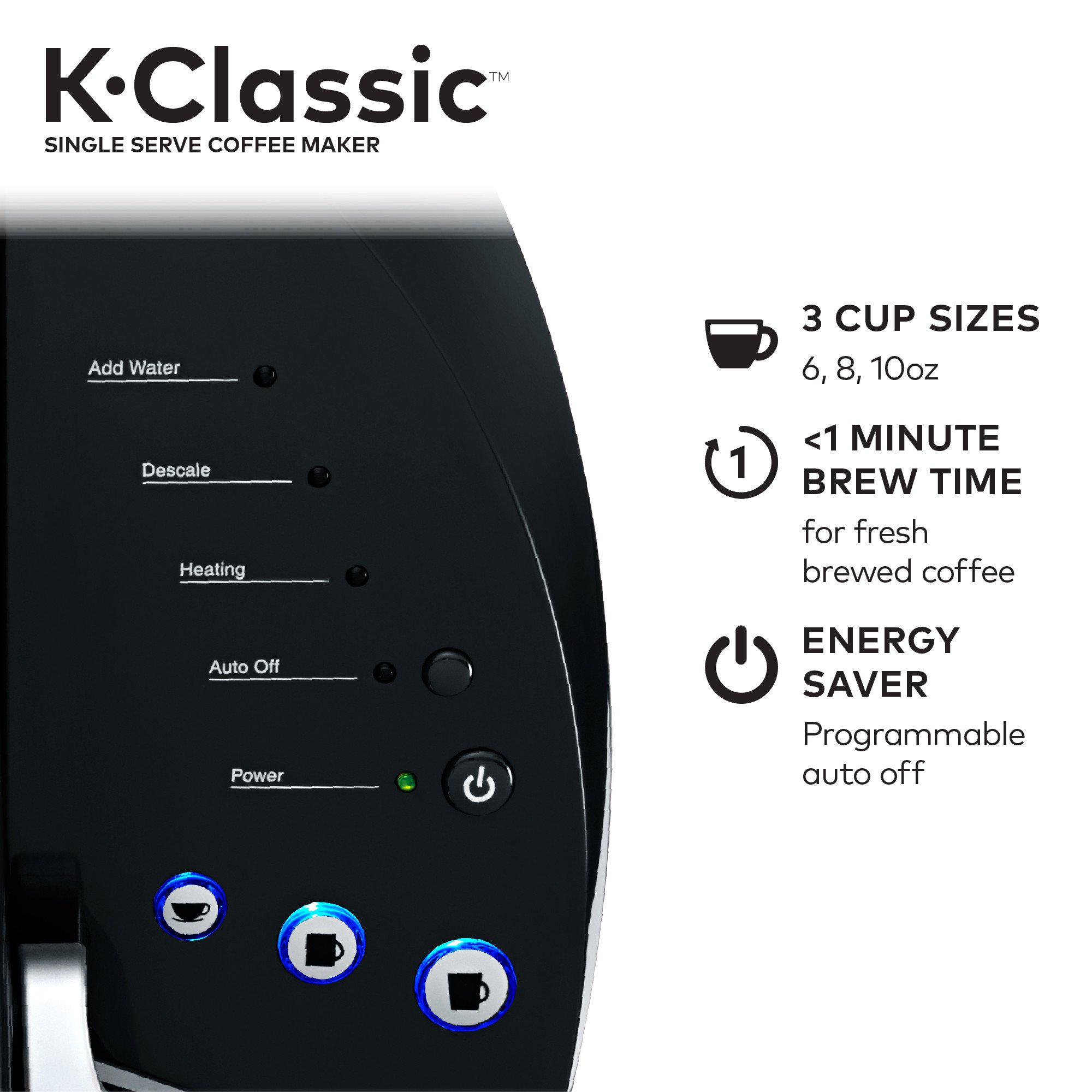 Keurig K-Classic Single Serve K-Cup Pod Coffee Maker， Black