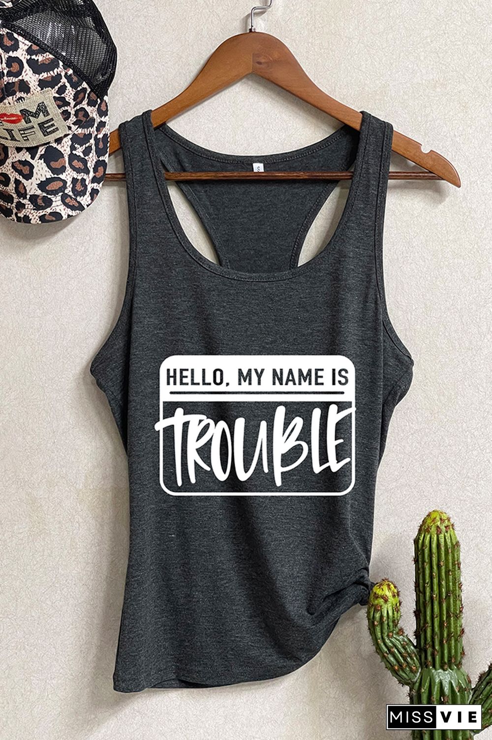 Hello My Name Is Trouble Sleeveless Tank Top Wholesale