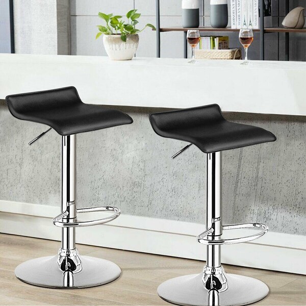 Gymax Set of 4 Swivel Bar Stool PU Leather Adjustable Kitchen Counter - See Details