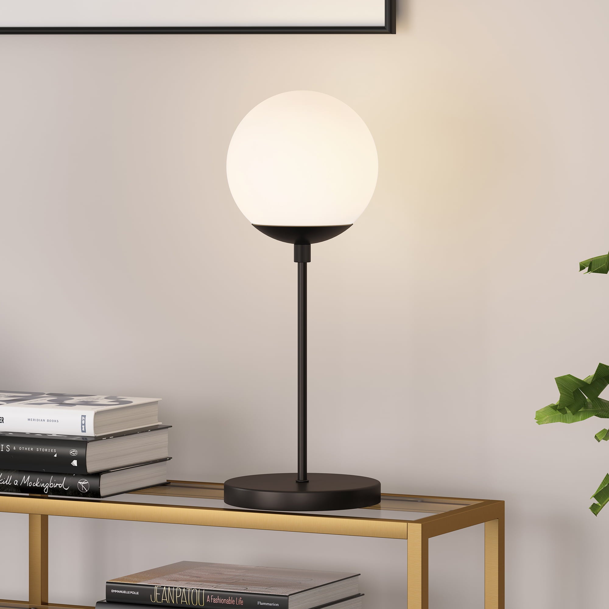 Evelyn&Zoe Contemporary Metal Globe & Stem Table Lamp