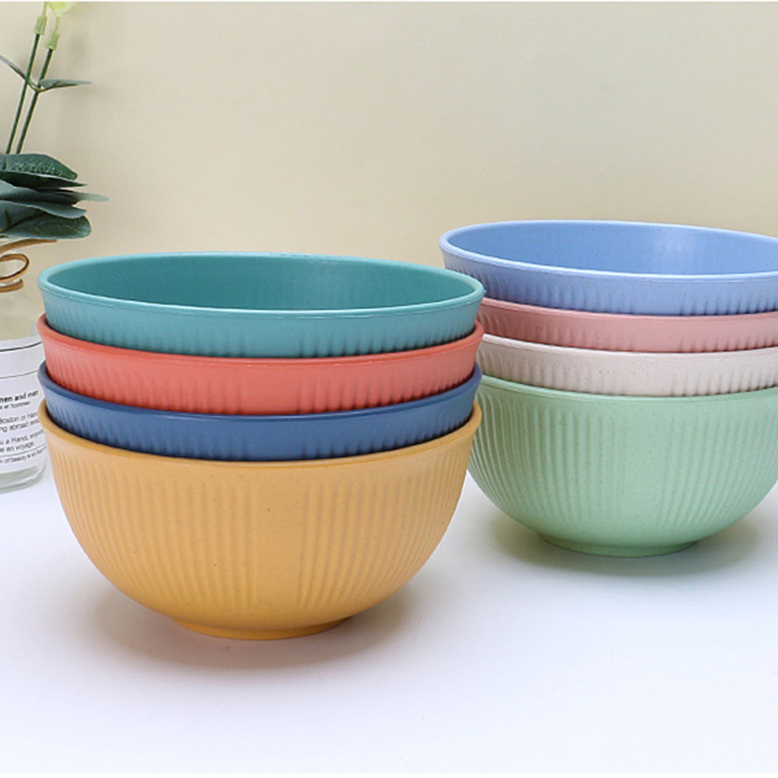 Cereal Bowls 8 Pieces， Unbreakable Wheat Straw Bowls， Microwave and Dishwasher Safe Reusable Bowls Set， for Ramen， Soup， Salad and more (22oz)