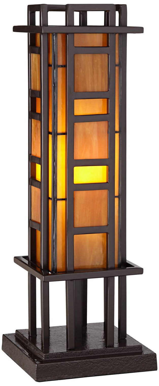 High Bronze Geometric Metal Amber Stained Glass For Bedroom Living Room Bedside Nightstand