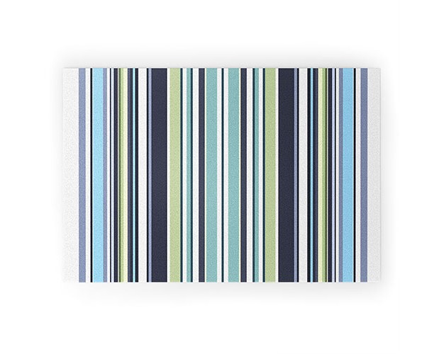 Sheila Wenzel ganny Lavender Mint Blue Stripes Looped Vinyl Welcome Mat Society6