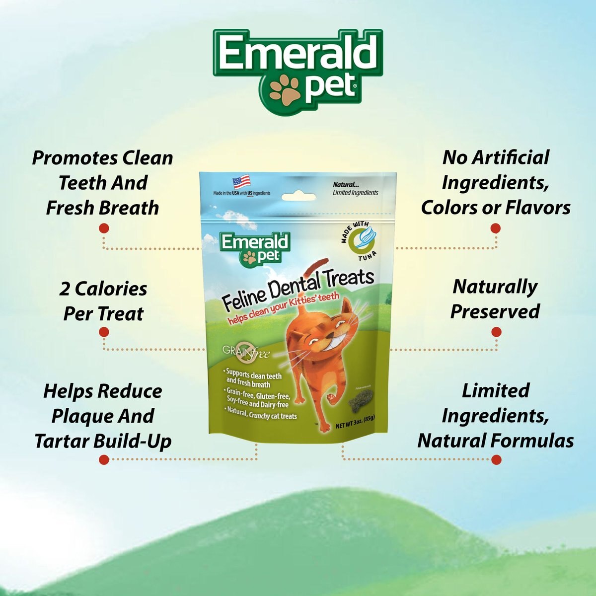 Emerald Pet Feline Dental Tuna Grain-Free Cat Treats