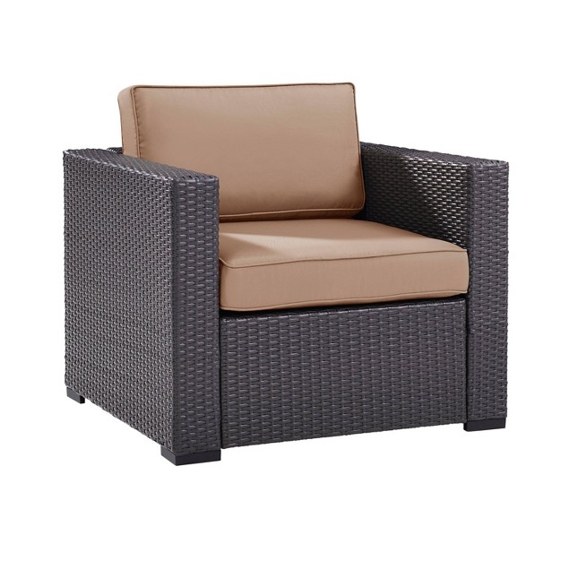 Biscayne Outdoor Wicker Armchair Mocha Crosley