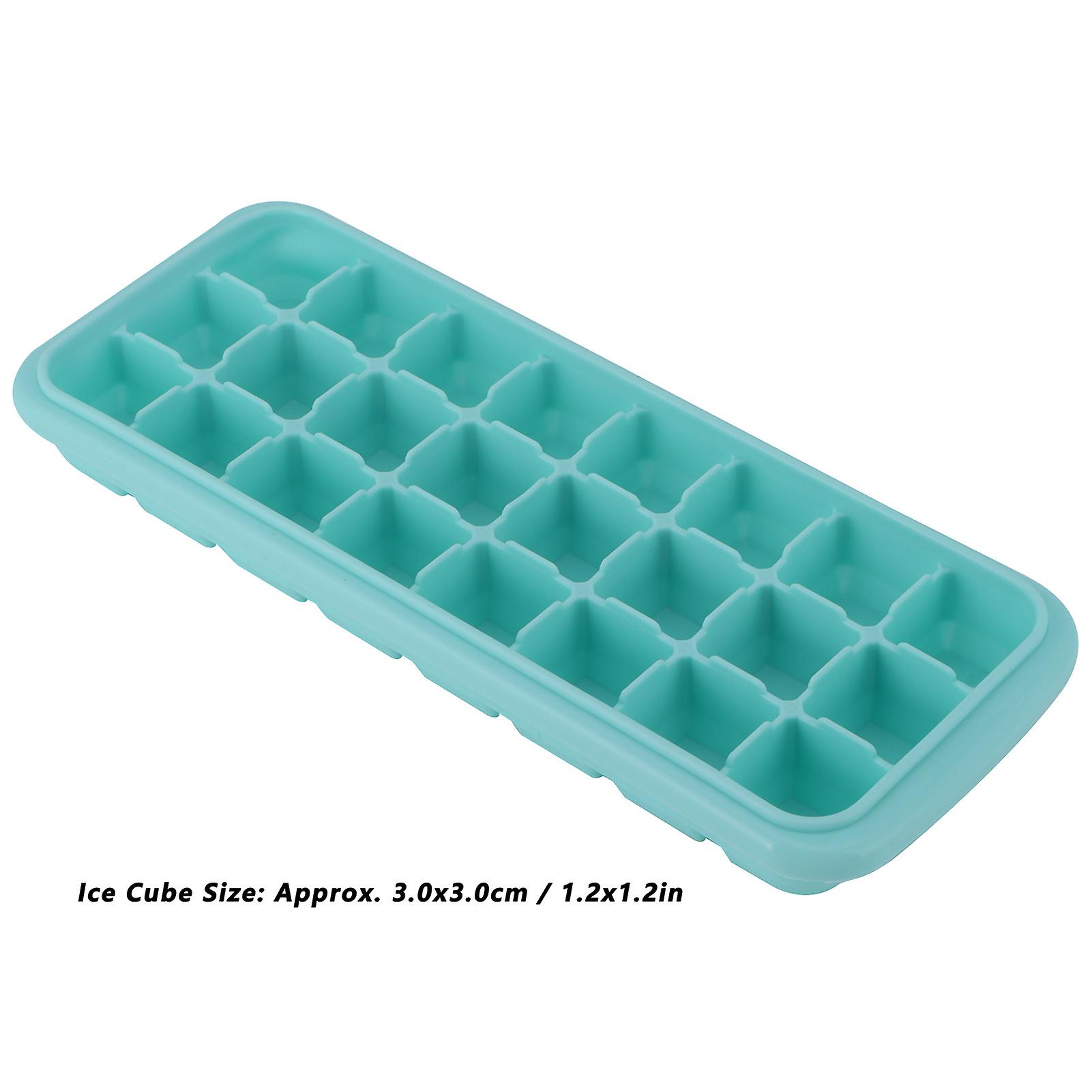 Ice Cube Tray， 24 Grid Easy-release Reusable Silicone Ice Mold Durable Flexible Ice Cube Makers Tools With Pp Lid For Home Kitchen[green]