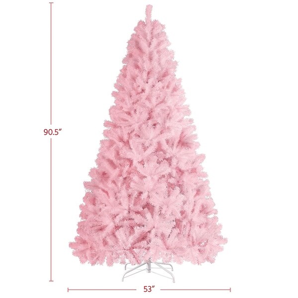 7.5ft Pink Artificial Christmas Pine Tree Seasonal Holiday Carnival Party Decoration with 1539 Branch Tips and Foldable Stand