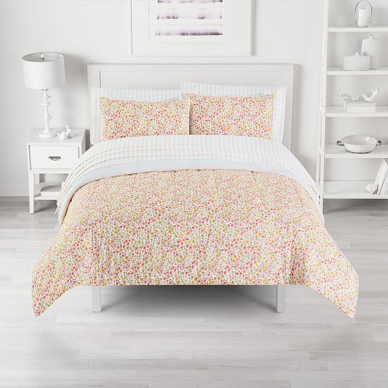 The Big One? Molly Floral Plush Reversible Comforter Set with Sheets