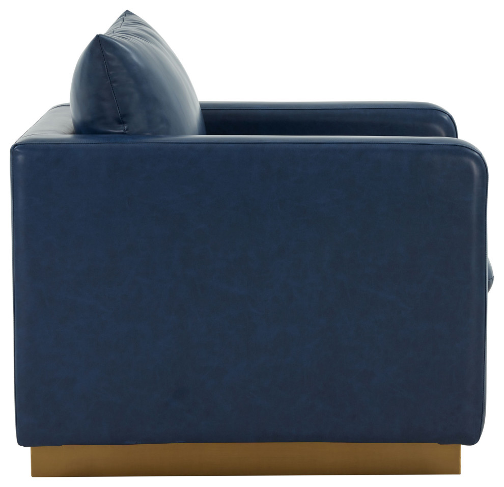 Leisuremod Nervo Leather Accent Armchair  Navy Blue   Contemporary   Armchairs And Accent Chairs   by Kolibri Decor  Houzz