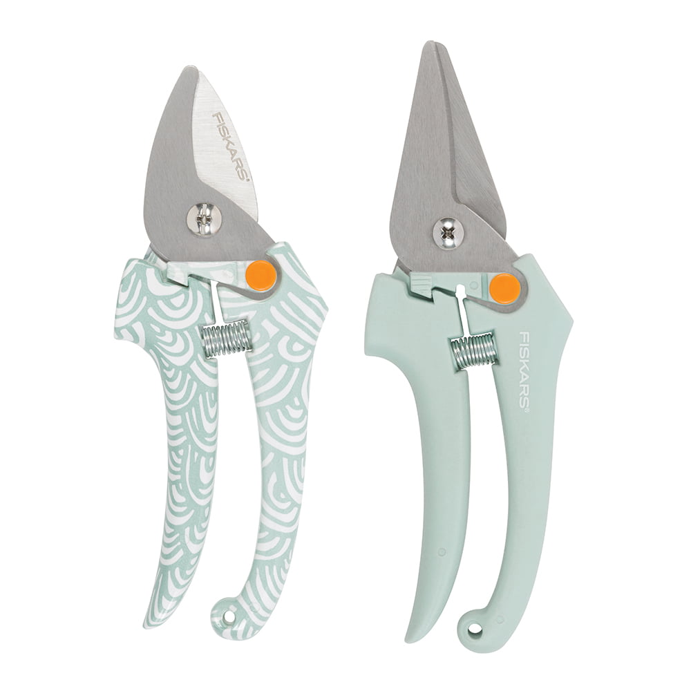 Fiskars Designer Pruning Shears and Snip Set, Stainless Steel Garden Tools, Green