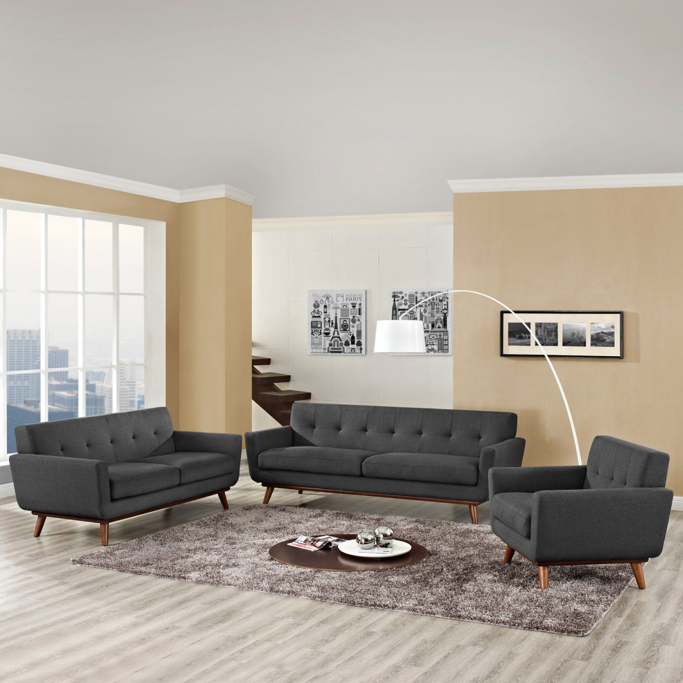 Engage Sofa Loveseat and Armchair Set of 3   Midcentury   Sofas   by PARMA HOME  Houzz