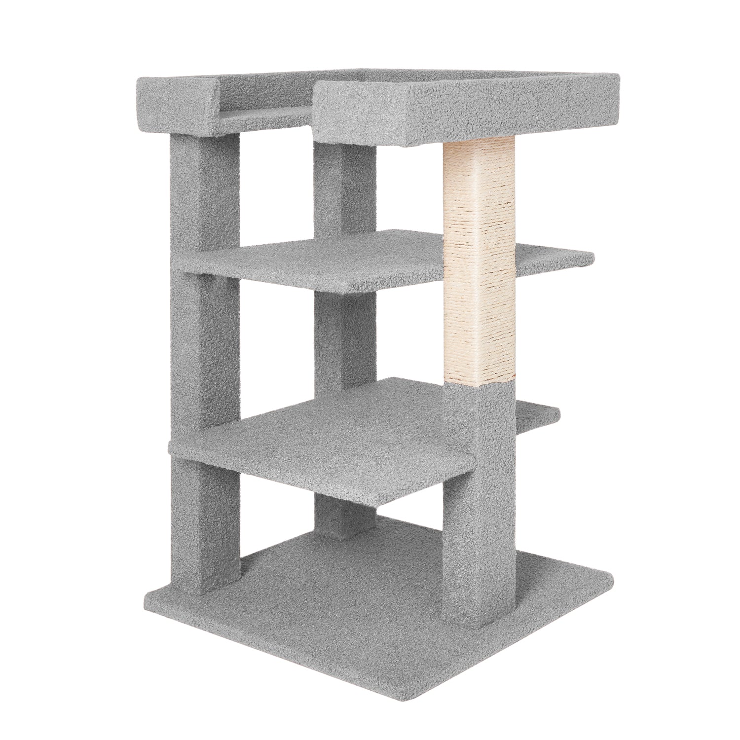 Naomi Home Multi-Level Cat Tree Wooden Furniture， Cat Tower for Large， Small， Little Cats-Color: Terracotta