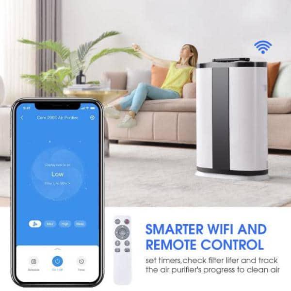 H13 True Smart Air Purifier with Wisdom WiFi PM25 Monitor Auto Mode Movable Wheel for 3000 sq ft