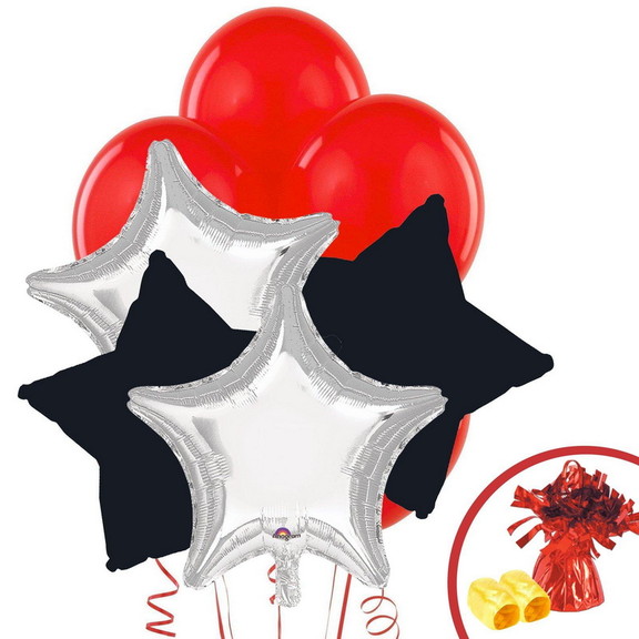 BIRTH9999 259405 Silver   Black Balloon Bouquet   ...