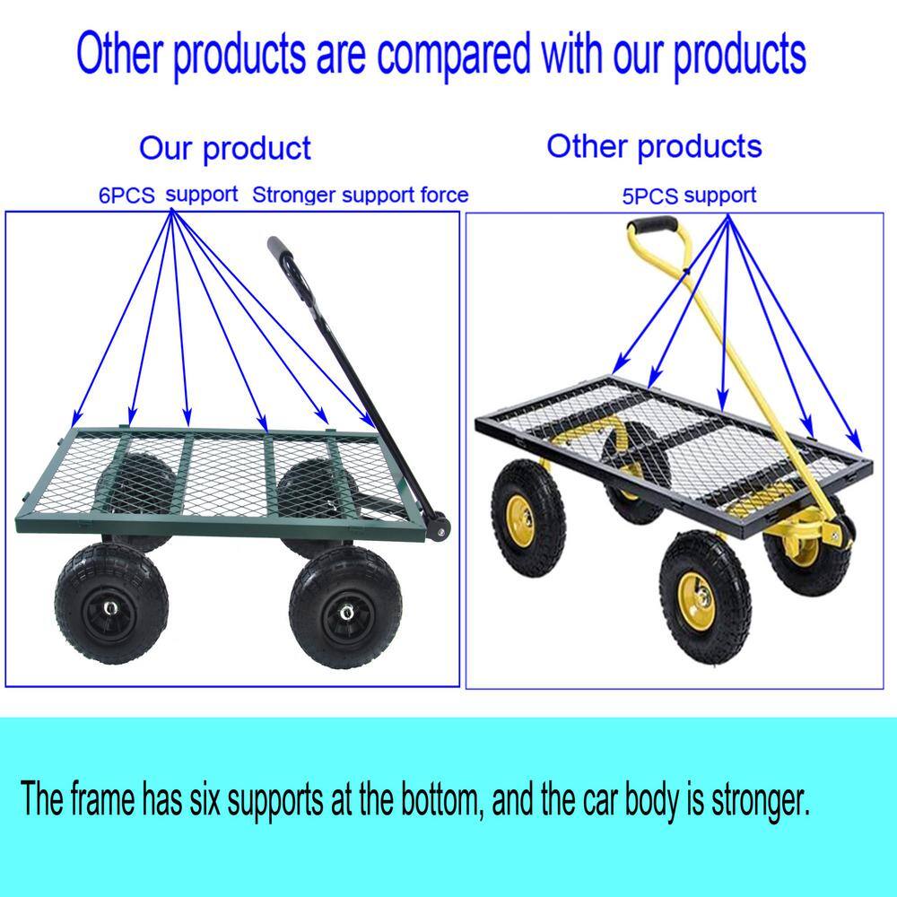 Siavonce Wagon Cart Garden Cart Trucks Make It Easier To Transport Firewood Green DB-ZX-D0102H2RDMU