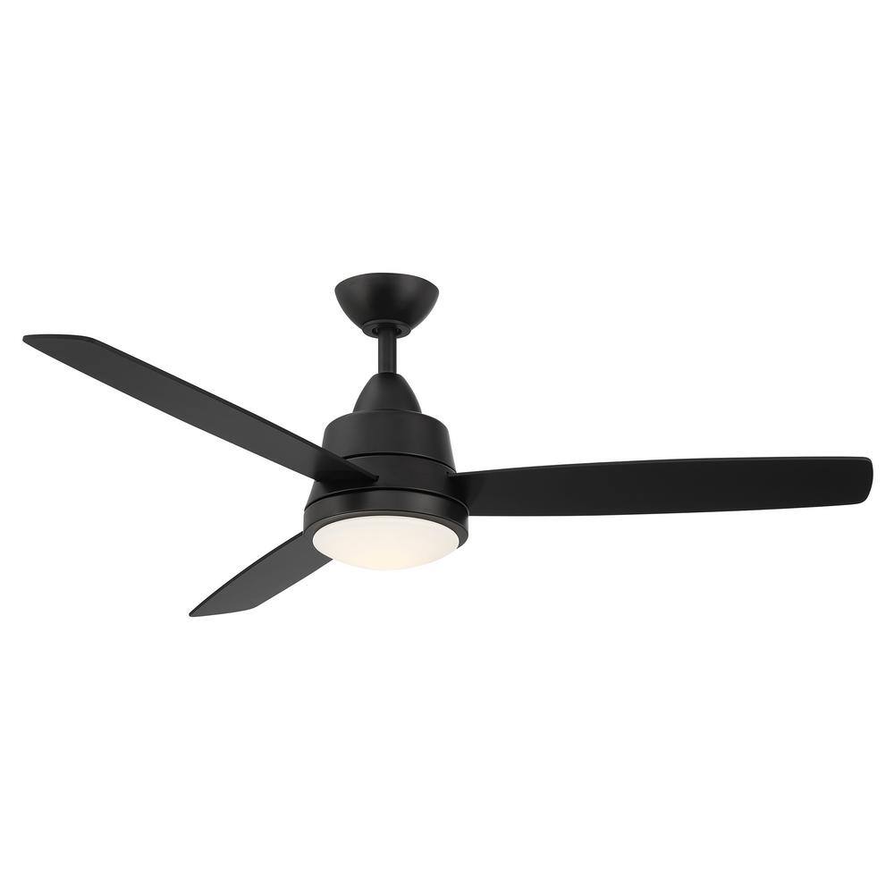 Hampton Bay Caprice 52 in. Integrated LED Indoor Matte Black Ceiling Fan with Light Kit and Remote Control SW19151RMBKMBK